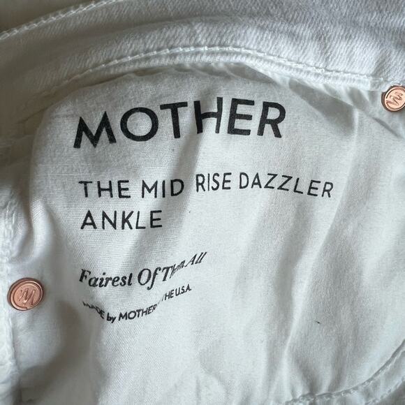 Mother Jeans Women’s The Mid Rise Dazzler Ankle White Fairest Of Them All Jeans - Picture 11 of 15